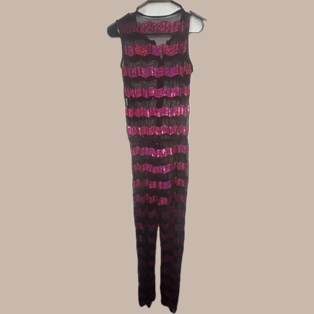 Black and pink sequin jumpsuit